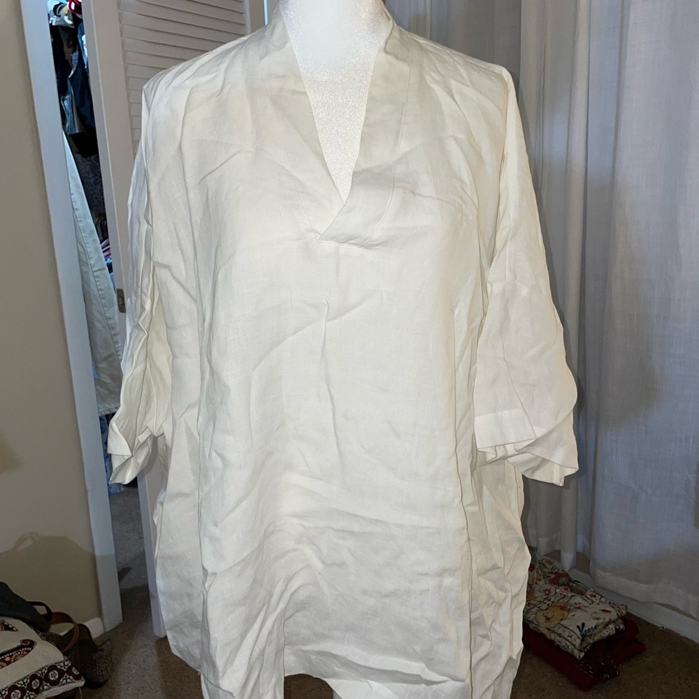 Eskandar white 100% linen top